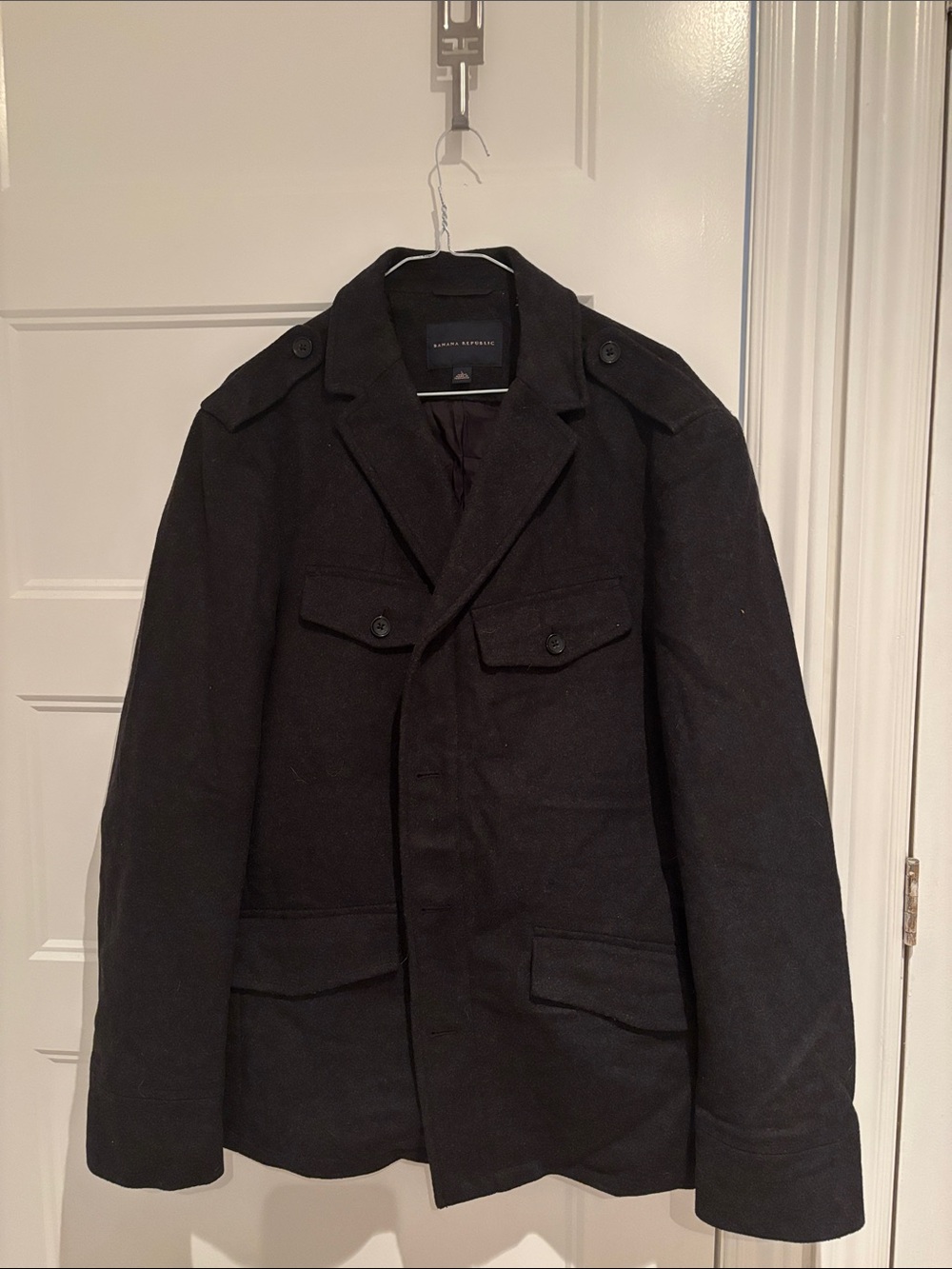 Banana Republic Wool-Cashmere Blend Military Jacket in Black